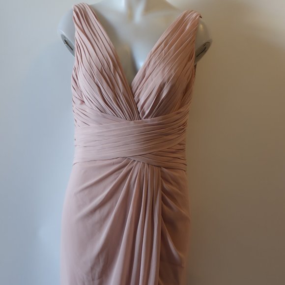 NWT WOMENS WATTERS & WATTERS BLUSH PINK PLEATED SLEEVELESS GOWN 10 * - Picture 5 of 14
